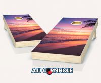 "Feel the Breeze Sunset Beach" Cornhole Set