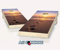 "Footprints in the Sand" Cornhole Set