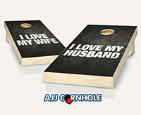 "I Love My Spouse" Cornhole Set