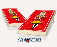 "Oktoberfest Bier Maedschen on Red Background" Cornhole Set