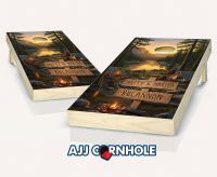 "Personalized Illustration Outdoor Adventure Sign" Cornhole Set