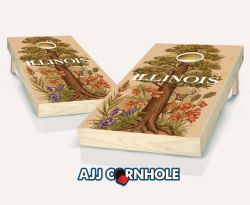 "Illinois - State Illustration Motif" Cornhole Set