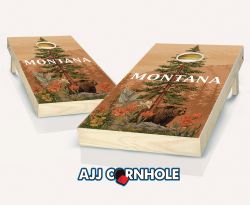 "Montana - State Illustration Motif" Cornhole Set