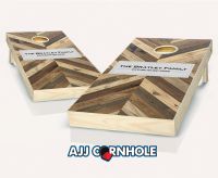 "Slate Plaque on Slanted Wood" Cornhole Set
