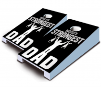 "World's Strongest Dad" Tabletop Cornhole Set