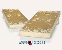 "Crossed Hearts Wedding" Chestnut Stained Cornhole Set