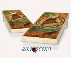 "Maine - State Wood Homage" Cornhole Set