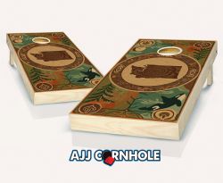 "Washington State Wood Homage" Cornhole Set