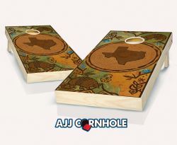 "Texas State Wood Homage" Cornhole Set