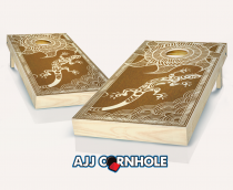 "Tribal Lizard" Stained Cornhole Set