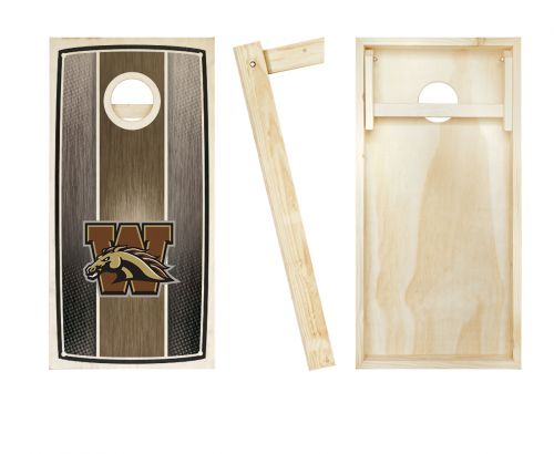 Western Michigan Stained Stripe Cornhole Set #2