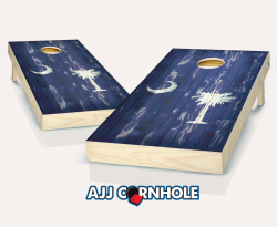 "South Carolina Flag" Distressed Cornhole Set
