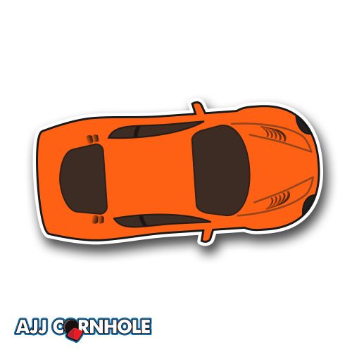 Orange Sports Car Cornhole Decal Set of 2