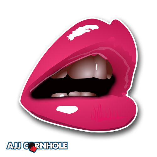 Pink Lips Cornhole Decal Set of 2
