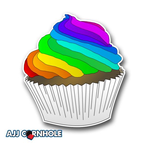 Rainbow Cupcake Cornhole Decal Set of 2