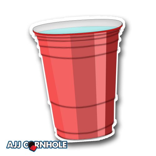 Red Plastic Cup Cornhole Decal Set of 2