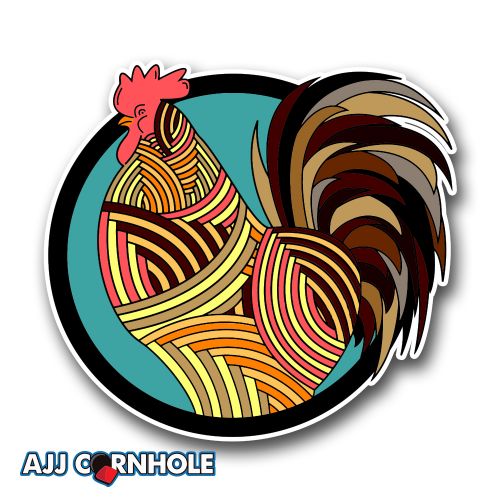 Rooster Pattern Cornhole Decal Set of 2